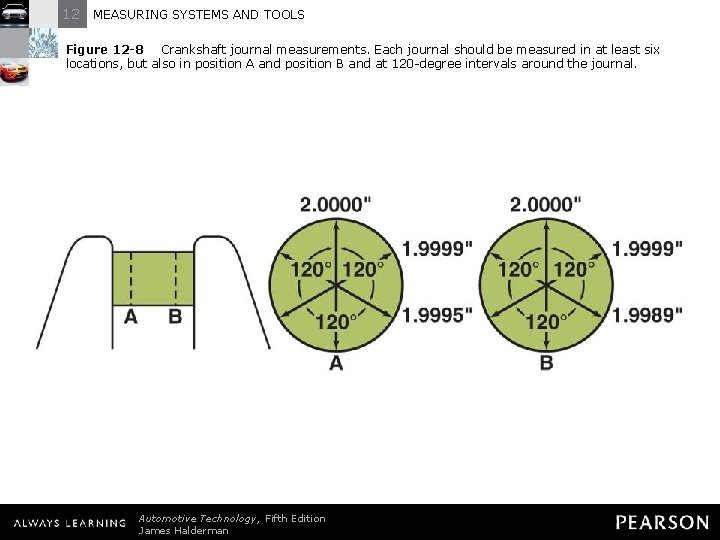 12 MEASURING SYSTEMS AND TOOLS Figure 12 -8 Crankshaft journal measurements. Each journal should