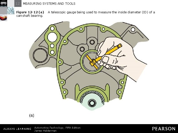 12 MEASURING SYSTEMS AND TOOLS Figure 12 -12 (a) camshaft bearing. A telescopic gauge