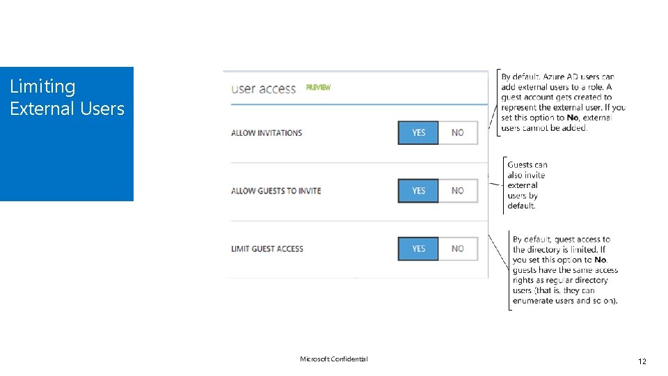 Limiting External Users Microsoft Confidential 12 