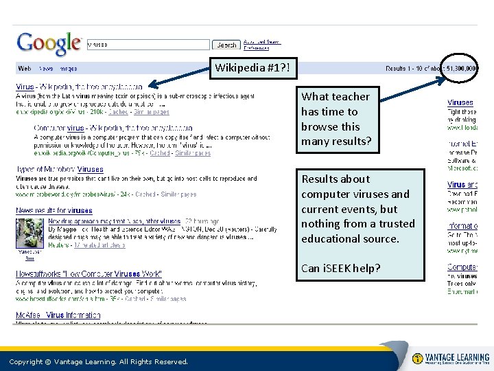 Wikipedia #1? ! What teacher has time to browse this many results? Results about