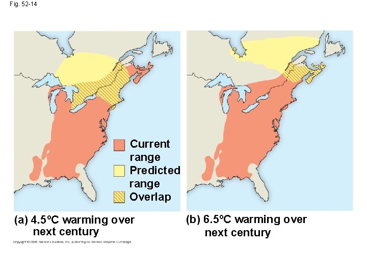 Fig. 52 -14 Current range Predicted range Overlap (a) 4. 5ºC warming over next