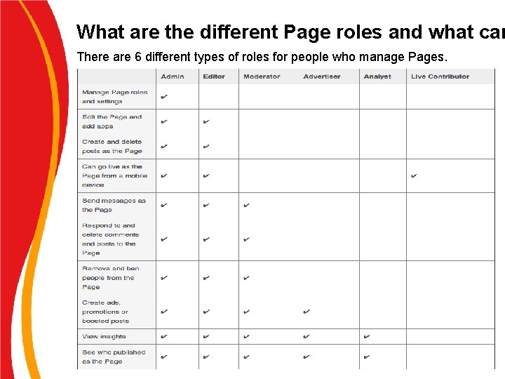 What are the different Page roles and what can There are 6 different types