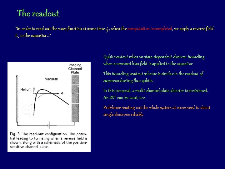 The readout “In order to read out the wave function at some time tf