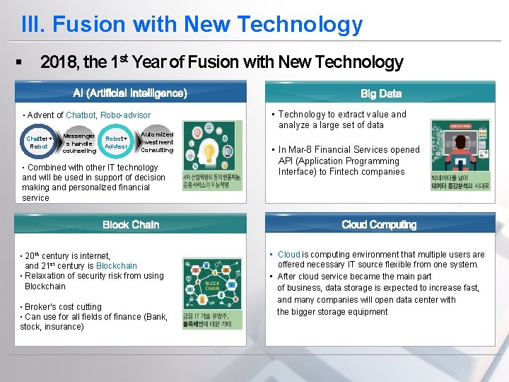 III. Fusion with New Technology § 2018, the 1 st Year of Fusion with