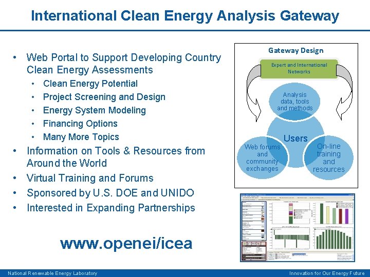 International Clean Energy Analysis Gateway • Web Portal to Support Developing Country Clean Energy