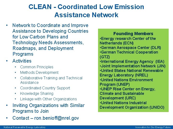 CLEAN - Coordinated Low Emission Assistance Network • Network to Coordinate and Improve Assistance