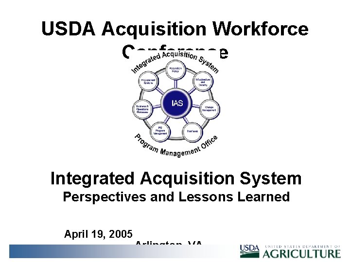 USDA Acquisition Workforce Conference Integrated Acquisition System Perspectives and Lessons Learned April 19, 2005