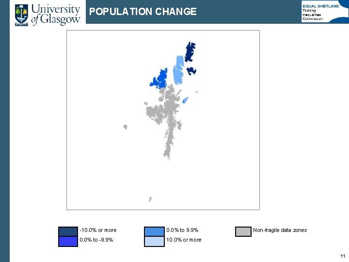 POPULATION CHANGE -10. 0% or more 0. 0% to 9. 9% 0. 0% to