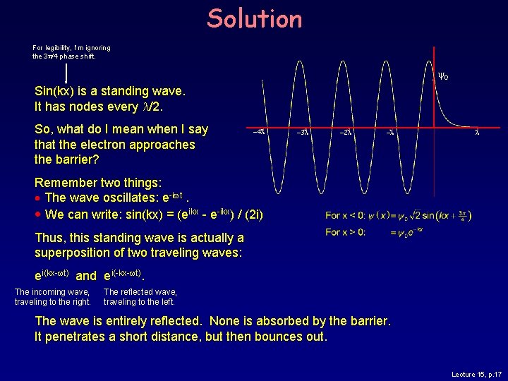 Solution For legibility, I’m ignoring the 3 p/4 phase shift. 0 Sin(kx) is a