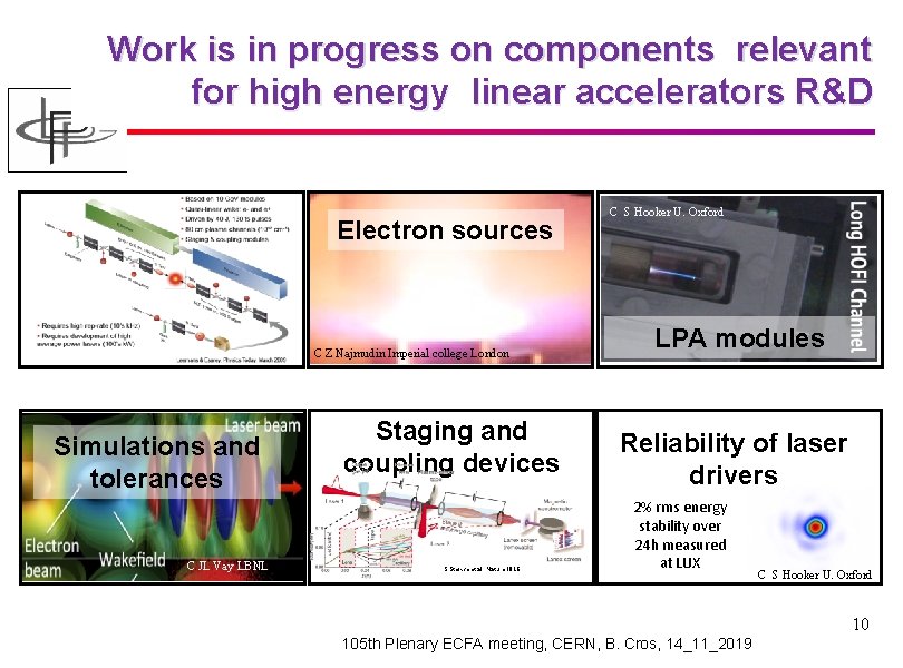 Work is in progress on components relevant for high energy linear accelerators R&D Electron