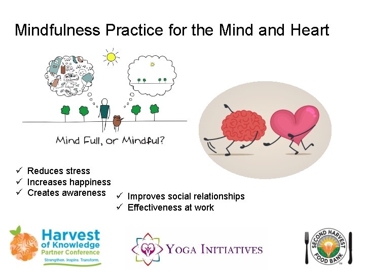 Mindfulness Practice for the Mind and Heart ü Reduces stress ü Increases happiness ü