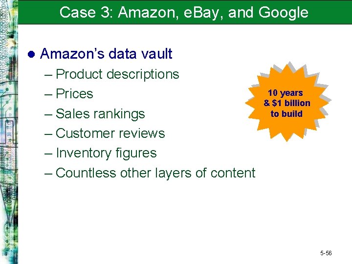 Case 3: Amazon, e. Bay, and Google l Amazon’s data vault – Product descriptions