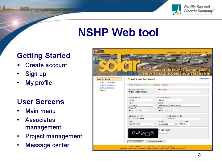 NSHP Web tool Getting Started § Create account • Sign up • My profile