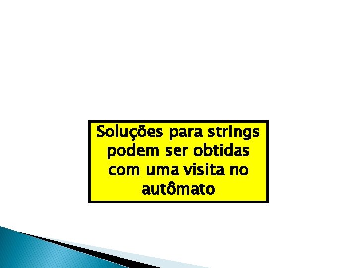 Soluções para strings podem ser obtidas com uma visita no autômato 