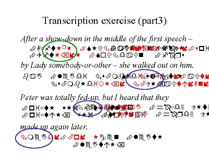 Transcription exercise (part 3) After a show-down in the middle of the first speech