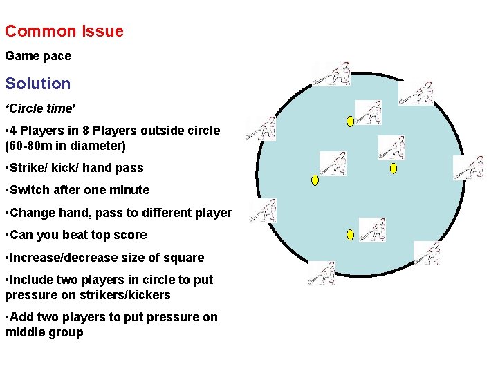 Common Issue Game pace Solution ‘Circle time’ • 4 Players in 8 Players outside