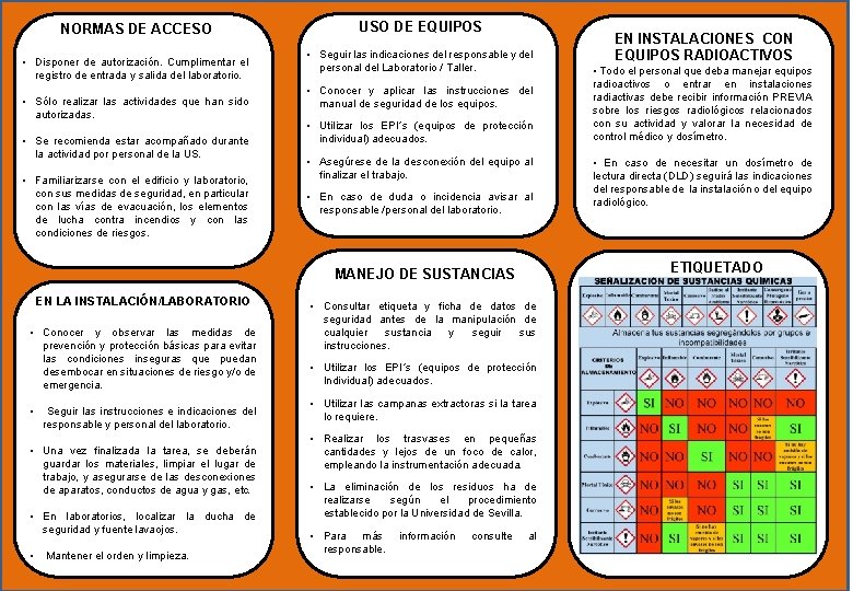 NORMAS DE ACCESO • Disponer de autorización. Cumplimentar el registro de entrada y salida