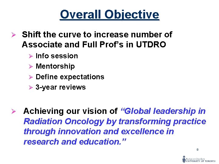 Overall Objective Ø Shift the curve to increase number of Associate and Full Prof’s