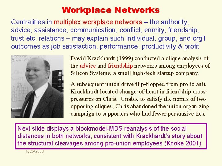 Workplace Networks Centralities in multiplex workplace networks – the authority, advice, assistance, communication, conflict,