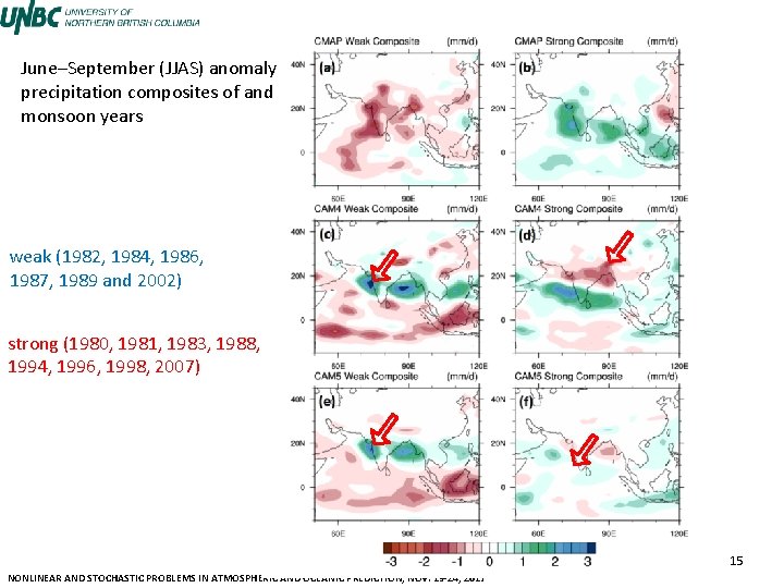 June–September (JJAS) anomaly precipitation composites of and monsoon years weak (1982, 1984, 1986, 1987,