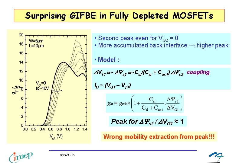 Surprising GIFBE in Fully Depleted MOSFETs • Second peak even for VG 2 = Surprising GIFBE in Fully Depleted MOSFETs • Second peak even for VG 2 =