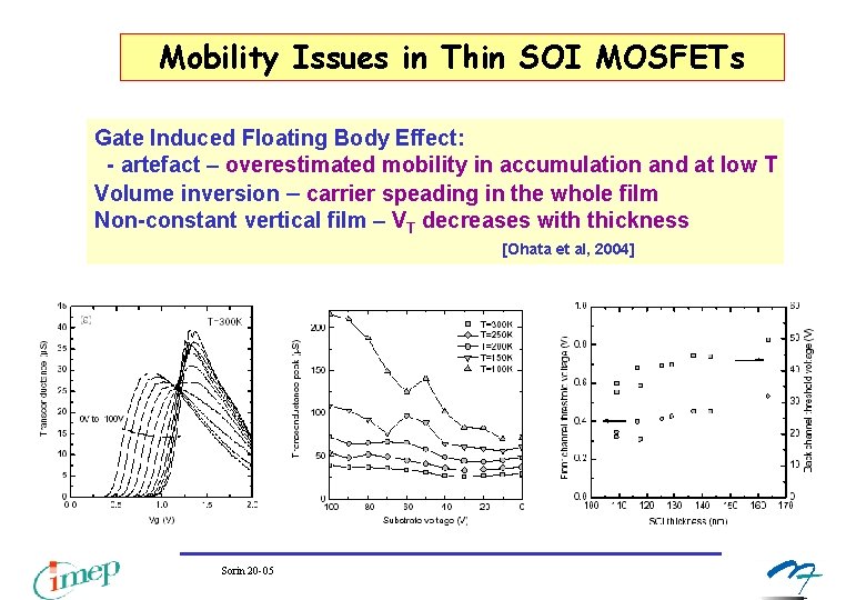 Mobility Issues in Thin SOI MOSFETs Gate Induced Floating Body Effect: - artefact – Mobility Issues in Thin SOI MOSFETs Gate Induced Floating Body Effect: - artefact –