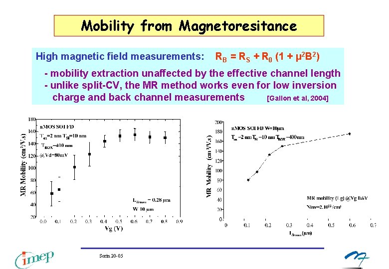 Mobility from Magnetoresitance High magnetic field measurements: RB = RS + R 0 (1 Mobility from Magnetoresitance High magnetic field measurements: RB = RS + R 0 (1