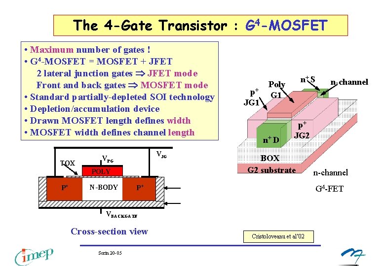 The 4 -Gate Transistor : G 4 -MOSFET • Maximum number of gates ! The 4 -Gate Transistor : G 4 -MOSFET • Maximum number of gates !