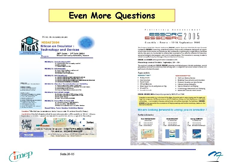 Even More Questions Sorin 20 -05 Even More Questions Sorin 20 -05