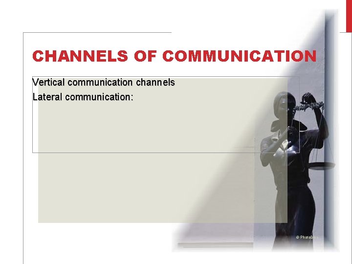 CHANNELS OF COMMUNICATION Vertical communication channels Lateral communication: © Photo. Disc 