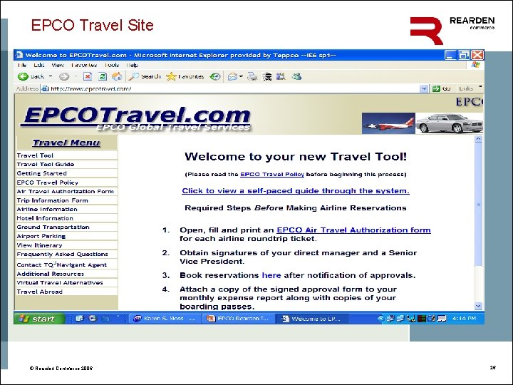EPCO Travel Site Services on Demand © Rearden Commerce 2006 Rearden. Commerce. com 26