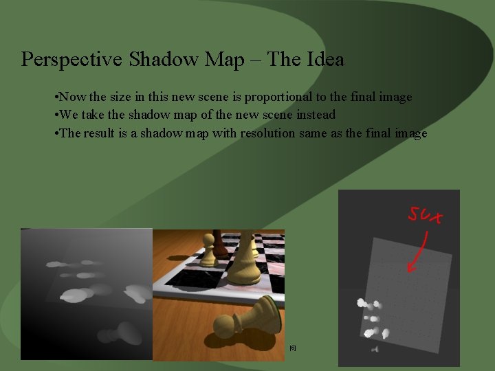 Perspective Shadow Map – The Idea • Now the size in this new scene