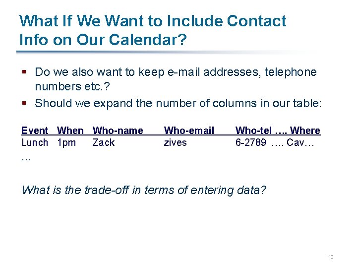 What If We Want to Include Contact Info on Our Calendar? § Do we