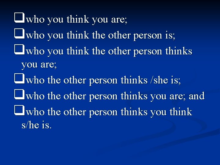 qwho you think you are; qwho you think the other person is; qwho you