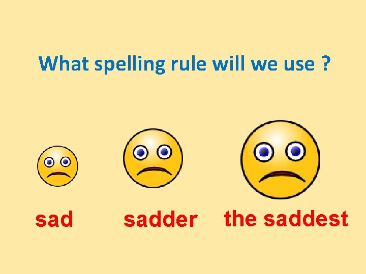 What spelling rule will we use ? sadder the saddest 