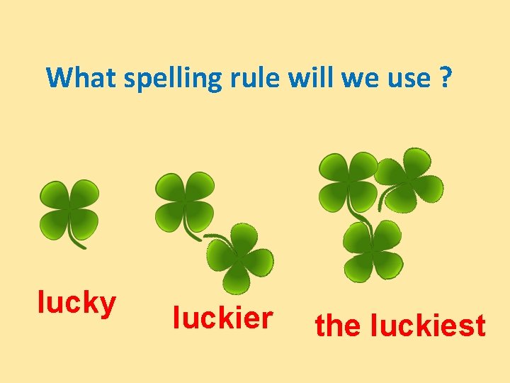 What spelling rule will we use ? lucky luckier the luckiest 