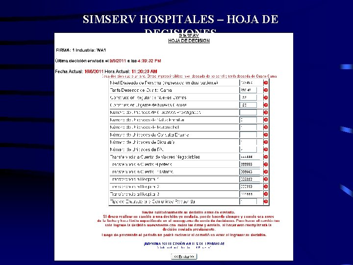 SIMSERV HOSPITALES – HOJA DE DECISIONES 