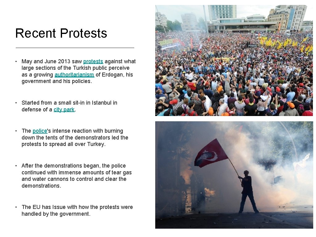 Recent Protests • May and June 2013 saw protests against what large sections of