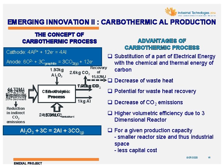 EMERGING INNOVATION II : CARBOTHERMIC AL PRODUCTION THE CONCEPT OF CARBOTHERMIC PROCESS Cathode: 4