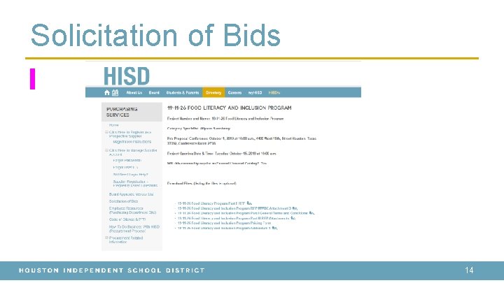 Solicitation of Bids 14 