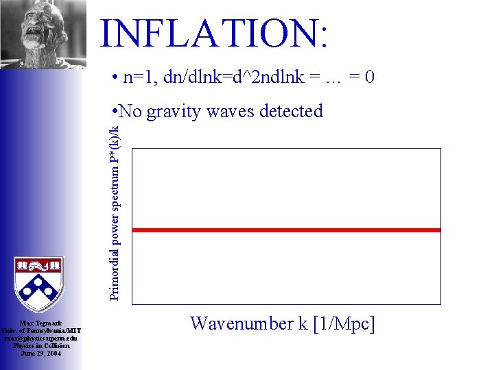 INFLATION: • n=1, dn/dlnk=d^2 ndlnk = … = 0 Primordial power spectrum P*(k)/k •