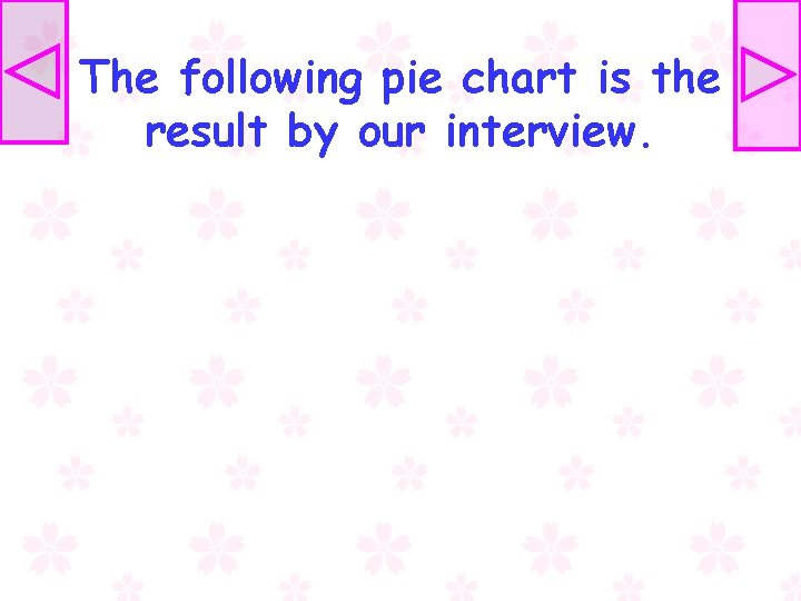 The following pie chart is the result by our interview. 