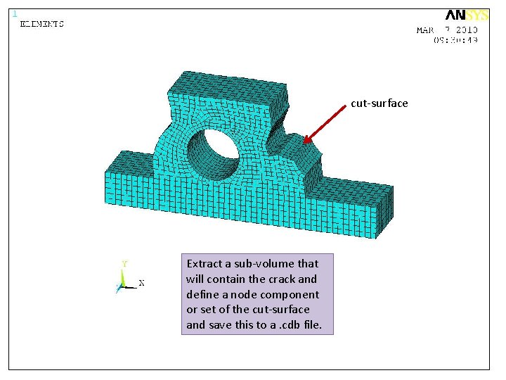cut-surface Extract a sub-volume that will contain the crack and define a node component