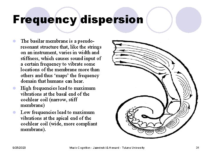 Frequency dispersion The basilar membrane is a pseudoresonant structure that, like the strings on Frequency dispersion The basilar membrane is a pseudoresonant structure that, like the strings on