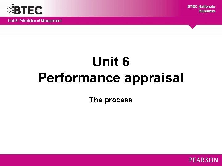 Unit 6: Principles of Management Unit 6 Performance appraisal The process 
