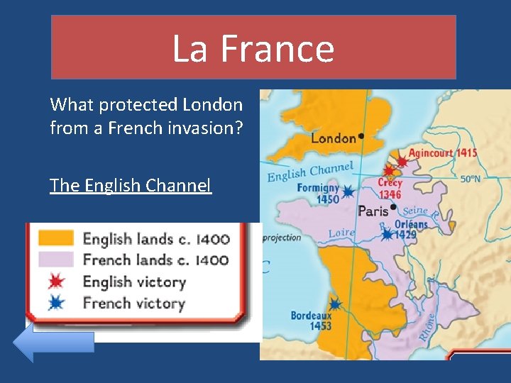 La France What protected London from a French invasion? The English Channel 