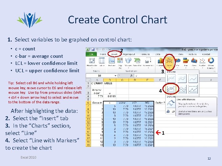 Create Control Chart 1. Select variables to be graphed on control chart: • • Create Control Chart 1. Select variables to be graphed on control chart: • •
