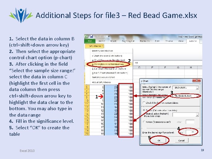 Additional Steps for file 3 – Red Bead Game. xlsx 1. Select the data Additional Steps for file 3 – Red Bead Game. xlsx 1. Select the data