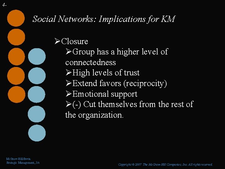 4 - Social Networks: Implications for KM ØClosure ØGroup has a higher level of