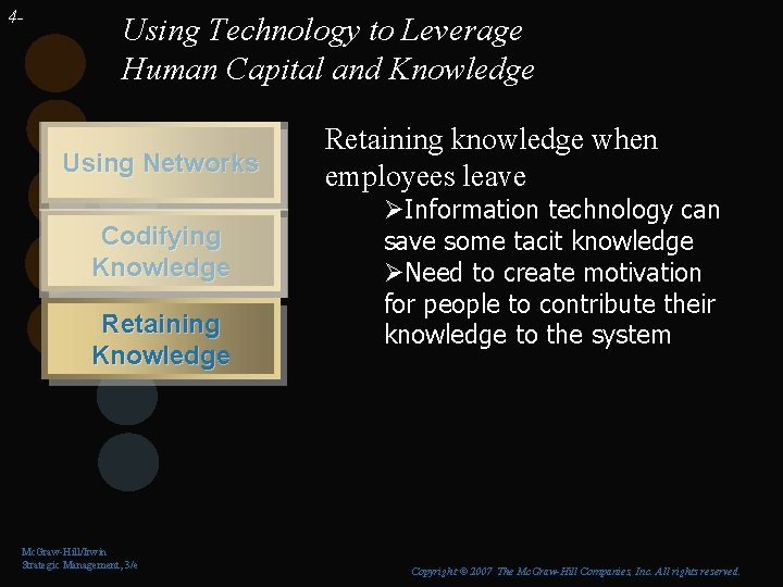 4 - Using Technology to Leverage Human Capital and Knowledge Using Networks Codifying Knowledge